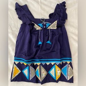 New Authentic Anna Sui Purple Patchwork Blouse 100% Silk Stunning